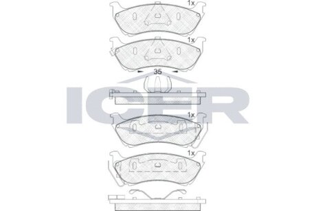 Комплект гальмівних колодок (дискових) ICER 181277