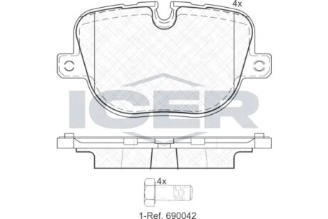 Комплект гальмівних колодок (дискових) ICER 181952