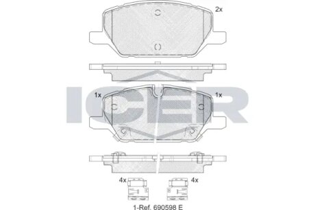 Комплект гальмівних колодок (дискових) ICER 182477