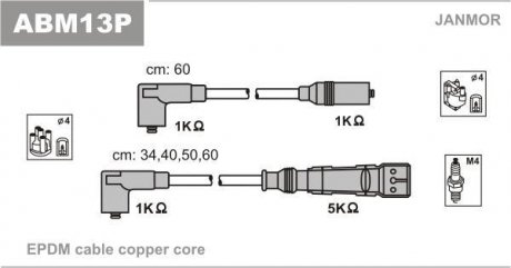 Проводь в/в (каучук Copper) VW Golf 3 1.8-2.0 91- Janmor ABM13P