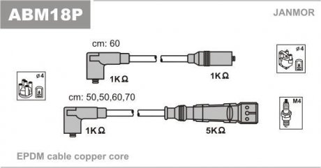 Провід в/в (каучук) Golf /Jetta 1.3 84-91 Janmor ABM18P