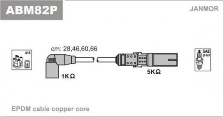 Провід В/В Audi A3/A4 SEAT Ibiza IIISkoda OctaviaVW Bora/Golf IV/Passat 1.6-2.0 01.95- Janmor ABM82P