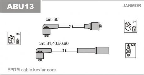 Дроти в/в (каучук Kevlar) VW Golf 3 1.8-2.0 91- Janmor ABU13