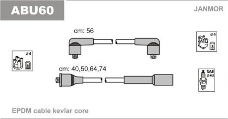 Провід в/в (каучук Kevlar/L 56cm) VW Golf III-IV 1.6 Janmor ABU60