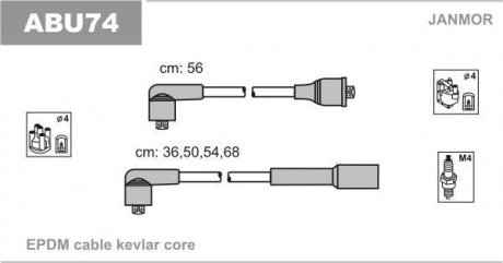 К-кт проводов в/в (каучук) Skoda Octavia 1.6 96-04 Janmor ABU74