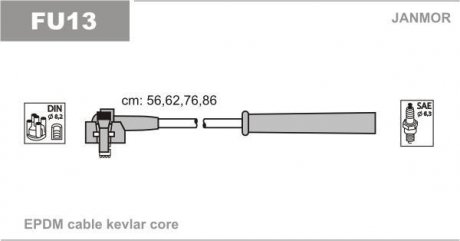 К-кт в/в проводів Ford Escort 1,4-1,4I.Fiesta,Orion 1, Janmor FU13