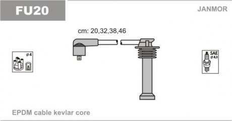 К-кт в/в дроти Ford Focus 1,8I.2,0I.Mondeo 1,6I-2,0 (каучук) Janmor FU20