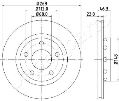 Диск тормозной задн.(вентил.) AUDI A8 96-01 (269*22) JAPANPARTS DP-0913