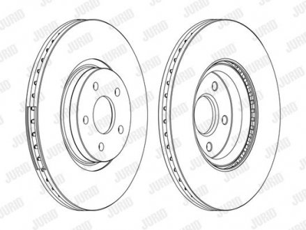 Гальмівний диск передній Ford Focus II, III, Kuga II, Transit Connect / Volvo C70, S40, V40, V50 Jurid 562434JC1 (фото 1)