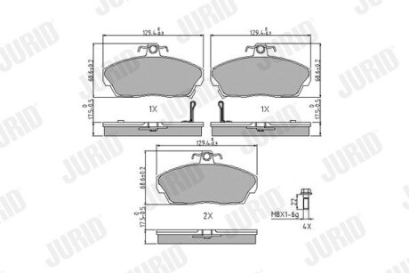 HONDA Колодки тормозные передние Concerto 1.5 16V 90-,Civic VI,VII,Rover 200,400,45,800 Jurid 571438J