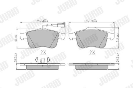 FIAT Тормозн.колодки передн.Alfa Romeo 159 05- Jurid 573173J