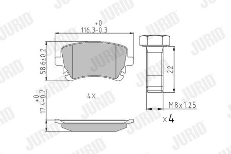 VW Тормозные колодки задн.Audi A4/6/8,T5 03- Jurid 573219J (фото 1)