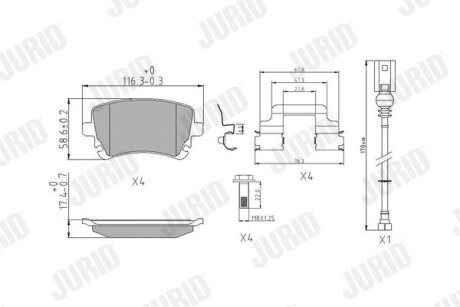 Тормозные колодки задние VW Transporter V,Transporter VI, Multivan V Jurid 573220J