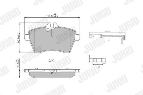 Тормозные колодки передние Mercedes A-Class (W169), B-Class (W245) (2004->) Jurid 573265J