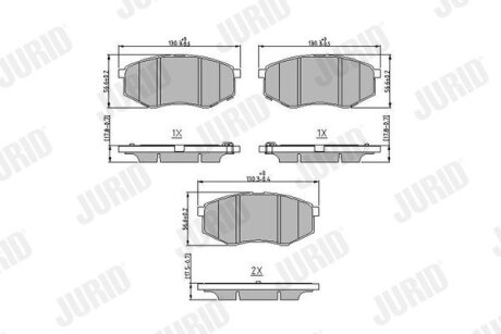 HYUNDAI Тормозн.колодки передн.ix20,Kia Soul II 10- Jurid 573454J