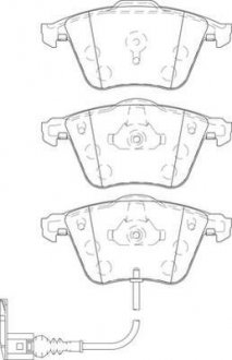 Тормозные колодки перед. AUDI A3/TT VW Golf V, Passat 05- SEAT Leon (с датч.) Jurid 573463J