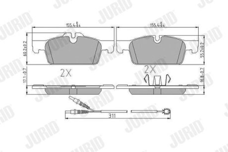 Тормозные колодки передние Peugeot 508 (2010->) Jurid 573647J