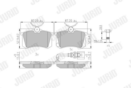 Гальмівні колодки задні Audi A2, A3 / Seat Ibiza II, Toledo III / Skoda Fabia I, Octavia I / VW Golf Jurid 573938J