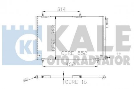 KALE PEUGEOT Радиатор кондиционера 552X363X16 206 02- Kale oto radyator 248300 (фото 1)