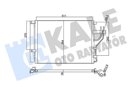 Радіатор кондиціонера Hyundai IX35/KIA Carens IV, Sportage (10-) 1.7 CRDi, 2.0 CRDi Kale oto radyator 345425