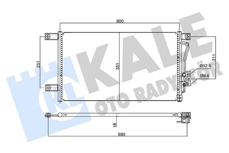 KALE MITSUBISHI Радиатор кондиционера L200,Pajero Sport 98- Kale oto radyator 345785