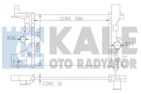 Радіатор охолодження Chevrolet Cruze 1.6, 1.8 (09-), Orlando (10-) 1.8i, Astra J (10-) 1.4i, 1.6i, 1.8i МКПП Kale oto radyator 349200