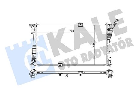 Радіатор охолодження двигуна (паяний) Renault Trafic II/Opel Vivaro/Nissan Primastar (06-) з конд. 2.0 dCi, 2.5 dCi Kale oto radyator 351040
