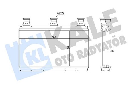 KALE BMW Радиатор отопления 5 E60,6 E64 03- Kale oto radyator 352075