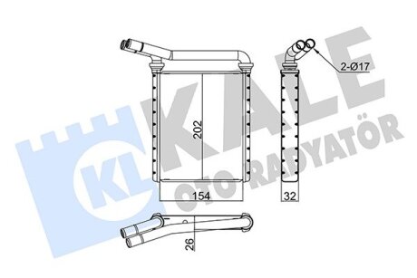 Радіатор отопителя Toyota Corolla, Auris (07-), Avensis (09-), RAV4 (06-), Prius (09-) Kale oto radyator 355115