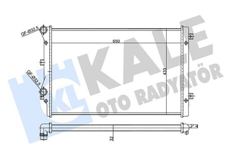 Радиатор охлаждения Superb (08-)/Passat B6 (05-)/Golf V (03-)/Golf VI (08-) 1.4T/1.8T/2.0T МКПП/АКПП Kale oto radyator 356985