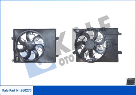 Вентилятор охлаждения радиатора (с диффузором) Hyundai iX35 (09-)/KIA Sportage (Kale oto radyator 360270