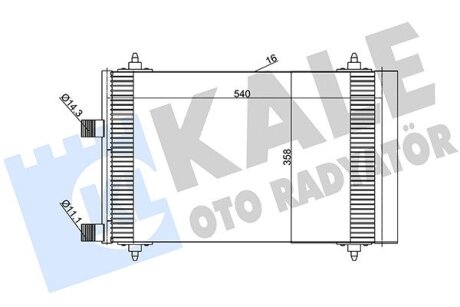 KALE CITROEN Радиатор кондиционера (без датчика тиску) C4 I,C5 I,Peugeot 307 Kale oto radyator 385600