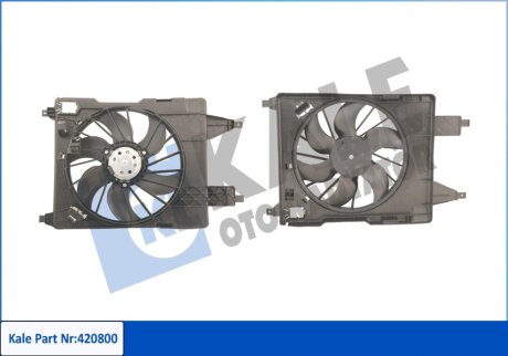 Вентилятор охлаждения радиатора (с диффузором) Renault Megane II (03-), Scenic I Kale oto radyator 420800