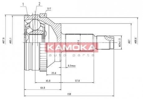 К-т шарнiрний привiдного валу KAMOKA 7088