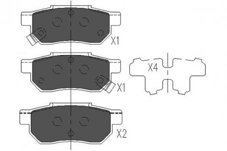 Колодки гальмівні задні Civic -01/Jazz 02- KAVO KBP-2007 (фото 1)