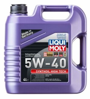 LM 4л SYNTHOIL HIGH TECH 5W-40 Масло мотор.синтетическое ACEA A3, ACEA B4, API SN, VW 505.00, BMW Longlife-98, MB 229.3, VW 502.00, Porsche A40 LIQUI MOLY 1915