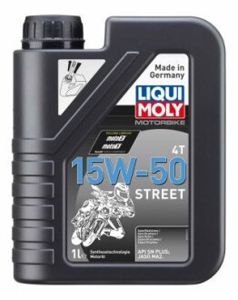 ОЛИВА 4T НС-СИНТ. ДЛЯ МОТОЦИКЛОВ MOTORBIKE 4T 15W-50 STREET 1л LIQUI MOLY 2555