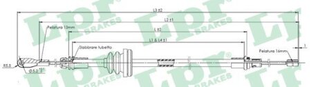 Трос ручного тормоза LPR C0755B