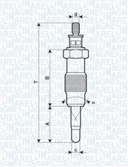 Свеча накала NISSAN,PEL, OPEL, RENAULT [] MAGNETI MARELLI 062582804304 (фото 1)