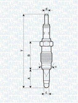 FIAT Свеча накала 11V Doblo, Punto, Palio 1.9D MAGNETI MARELLI 062900011304