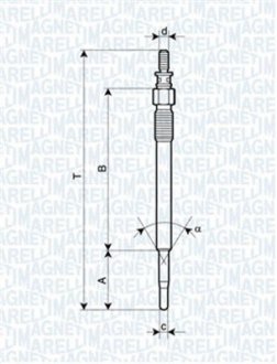 Свеча накала CITROEN C1,C2,C3,C4,C5,XSARA FORD FIESTA V,FUSION,FOCUS II MAZDA 2 PEUGEOT 107,206,307,407,1007 [] MAGNETI MARELLI 062900022304