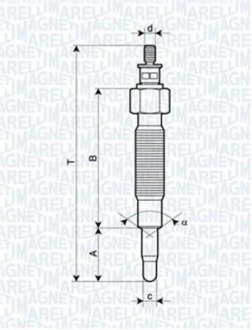 Свеча накала FORD MAVERICK NISSAN SERENA, TERRANO, CARGO, VANETTE [] MAGNETI MARELLI 062900037304