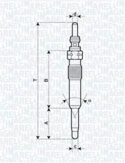 Свеча накала AUDI FORD SEAT SKODARENAULT, VOLVO VW MAGNETI MARELLI 062900071304