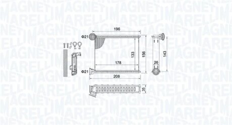 Теплообмінник, система опалення салону MAGNETI MARELLI 350218459000