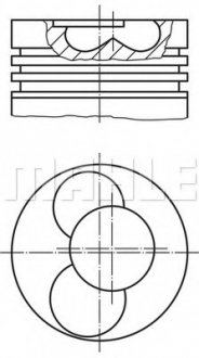 Поршень з кільцями VAG 79.51 1.9TDI AXC/AXB/ASZ/ARL T5 03- (CYL 1-2) TRAPEZ (вир-во) MAHLE / KNECHT 0308600 (фото 1)