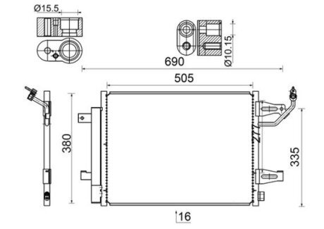 Радиатор кондиционера Mitsubishi Colt 1.1-1.5 04-12/Smart Forfour 1.1-1.5 04-06 MAHLE / KNECHT AC 509 000S