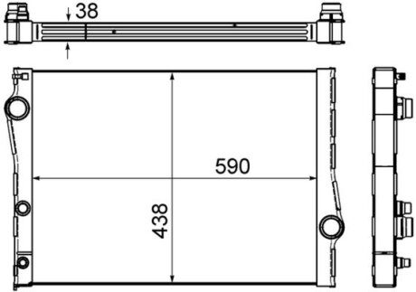 Радіатор охолодження двигуна BMW X5 (E70) / X6 (E71-72) 07-14 MAHLE / KNECHT CR 1049 000S