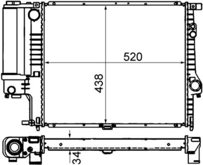 Радиатор охлаждения двигателя E39 2.0-2.8 (Premium Line! OE) MAHLE / KNECHT CR 244 001S