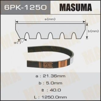 Ремінь поліклінової (6PK-1250) MASUMA 6PK1250