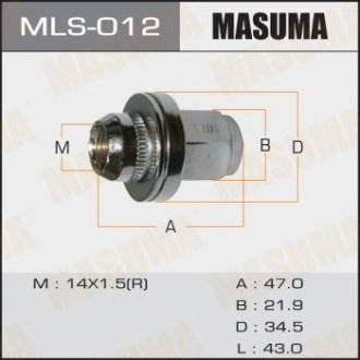 Гайка колеса 14x1.5 Land Cruiser з шайбою D 35 mm / під ключ = 22 мм (MLS-012) MASUMA MLS012